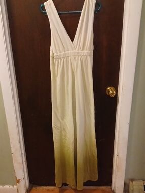 Gypsy 05 Cream And Green Ombre 100% Cotton Dress Size Small